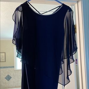 MSK navy blue dress w/ rhinestone around sleeve